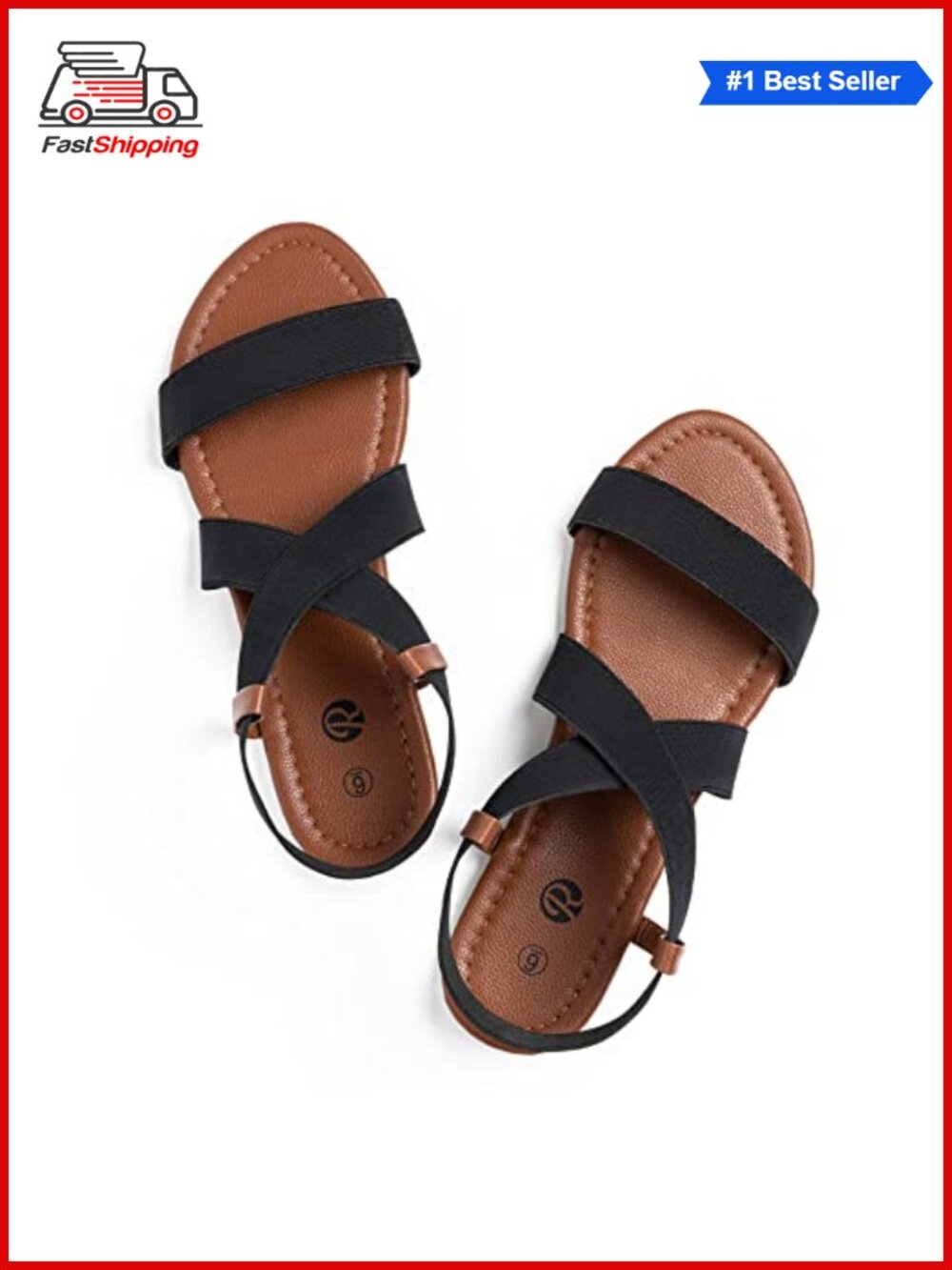 Women's Slip-On Flat Sandals Elastic Stretch Straps Cushioned Comfort Walking